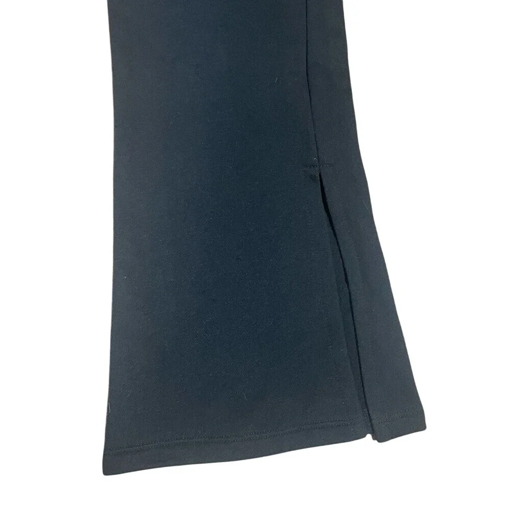Spiritual Gangster‎ Womens Slim Wide Leg Pant Black Side Slit Athleisure Medium
